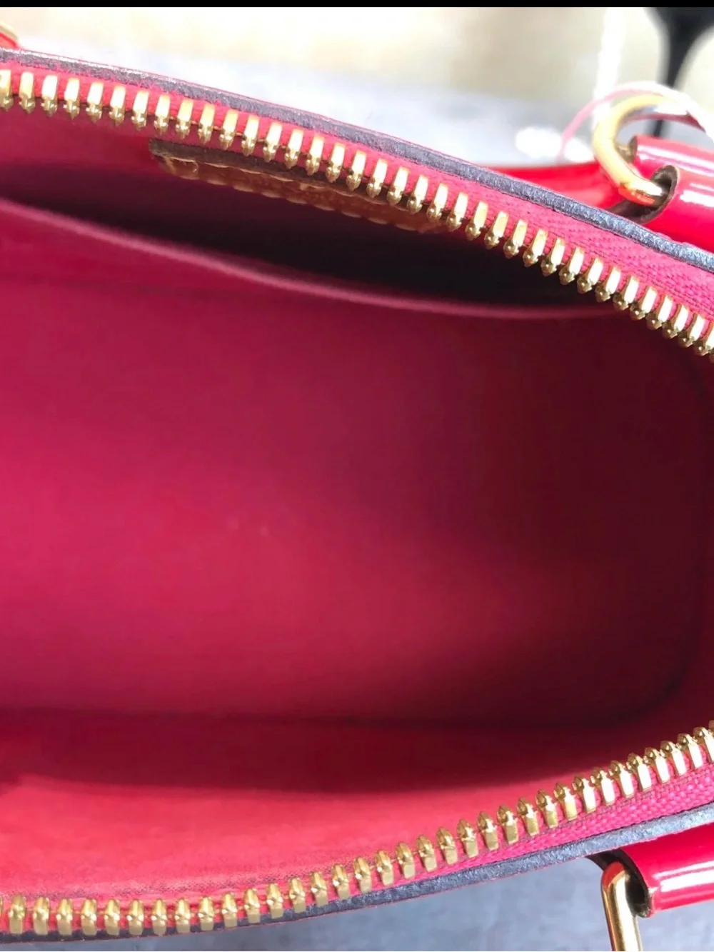 Louis Vuitton Vernis Alma BB Satchel in Bright Pink